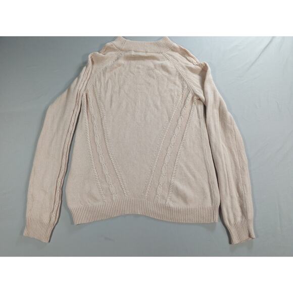 Nanette Lepore 100% Cashmere Sweater L Beige 2 Ply Cable Knit Pullover Women - Picture 8 of 11